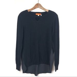 ONE A Sweater Top Chiffon Back Black Small NWT